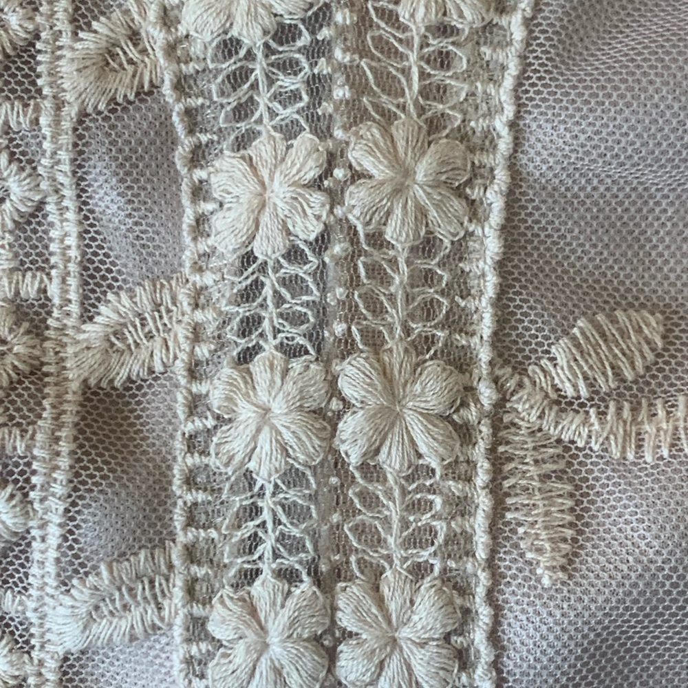 Easel Dress Small Beige Lace Overlay Boho Croquette girl Lined Embroidered - Picture 9 of 12